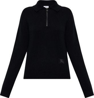 Burberry Maglione Polo in Cashmere a Maniche Lunghe - - Knitwear - Donna - Nero - S