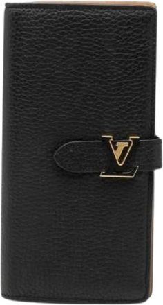 Louis Vuitton Pre-owned Vertical Wallet Leather Long Wallet - Dames - Vintage Accessoires - Zwart - ONE Size - Leer - Vintage