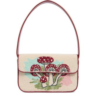 Staud Tommy Beaded Shoulder Bag in Mushroom Tea at Nordstrom