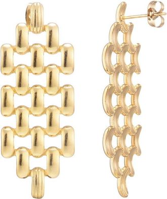 Adornia Adornia 18K Plated Stainless Steel Tarnish-Resistant Grid Drop Earrings