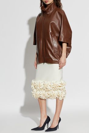 Balenciaga Leather Jacket, Womens, Brown