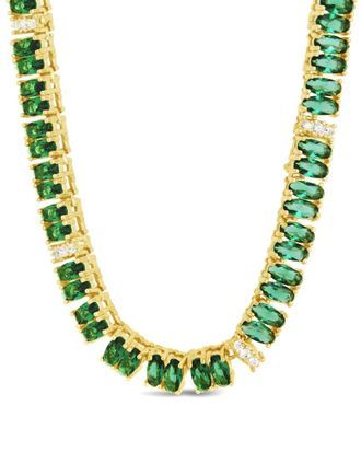 Sterling Forever Cz Ace Oval Tennis Necklace