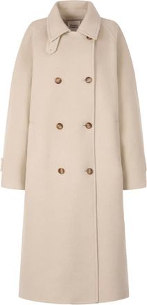 TOMBOY Balmacan button-up jas met dubbele rij knopen - Beige