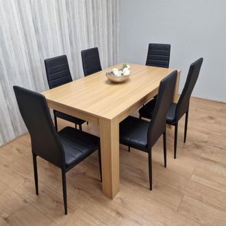 Kosy Koala Kosy Koala - Dining Set of 6 Dining Table and 6 Black Faux leather Chairs Dinig Room Furniture
