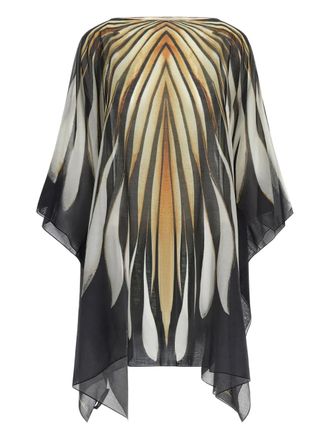 Roberto Cavalli abstract-pattern kaftan dress - women - Cotton/Silk - OS - Gold