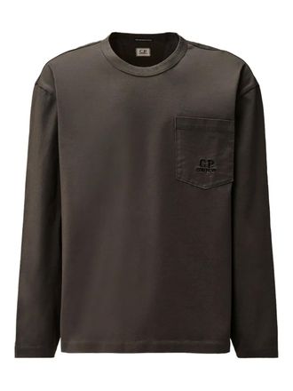 C.P. Company T-shirt a maniche lunghe con taschino - Grigio