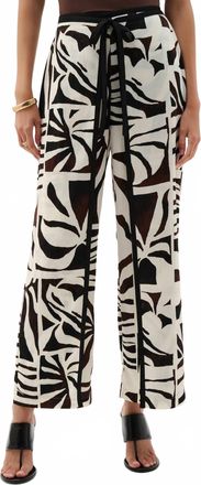 Joseph Ribkoff Gauze Tropical Print Wide Leg Pants In Beige/multi
