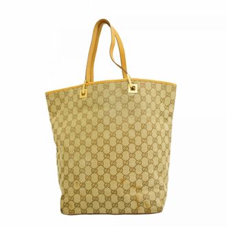 Gucci Beige Brown Canvas Tote Bag (Pre-Owned)