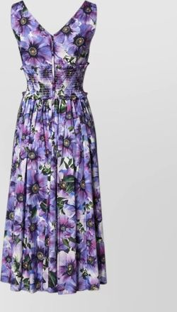 Dolce & Gabbana anemone print pleated midi dress