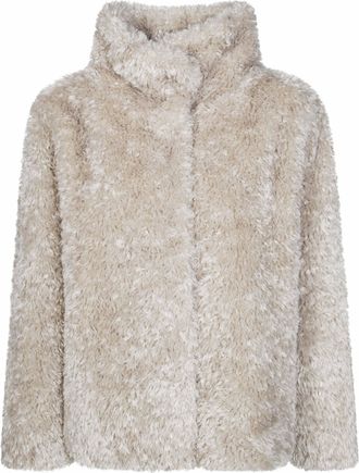 Herno Faux Fur High-Collar Short Coat