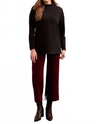 Tribal Ottoman Knit Drop Shoulder Cowl Neck Tunic In Black