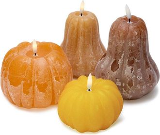 Two's Company Set of 4 Flameless Pumpkin LED Decor Candles