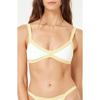 L*Space Taylor Rib Bikini Top in Cream/Daisy at Nordstrom Rack, Size X-Large