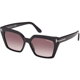 Tom Ford Black Shiny Acetate Cat Eye Purple Gradient Womens Sunglasses FT1030 01Z 53