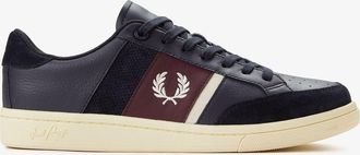 Fred Perry B725 Leather Suede Mens Navy/Ecru/Oxblood Trainers - Blue - Size UK 10