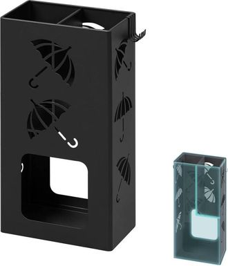 Woltu Woltu Parag&uuml;ero De Metal Con 4 Ganchos Y 2 Zonas Separadas, Negro