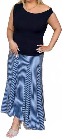 Olivaceous Nava Maxi Skirt In Blue Stripe