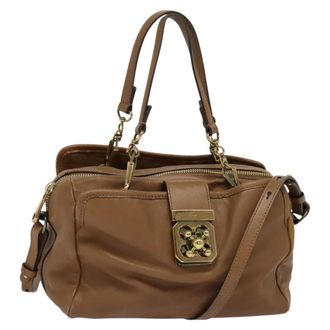 Chlo&eacute; Elsie Satchel Leather Brown Leather Handbag (Pre-Owned)