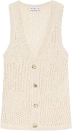 Marella Mllastice Katoenen Gilet - Dames - Tops zonder mouwen - Beige - XS - Katoen - Tops