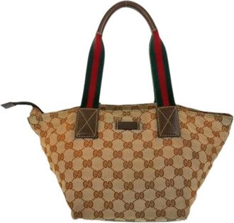 Gucci Pre-owned GG Canvas Tote Bag - Dames - Vintage Handtas - Bruin - ONE Size - Leer - Vintage