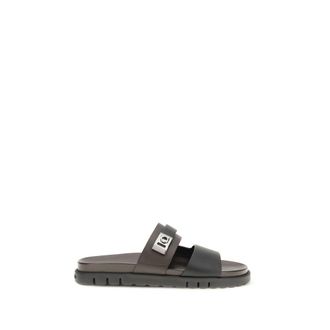 Ferragamo Black Calf Leather Bos Taurus Mens Sandals