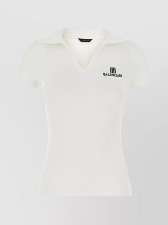 Balenciaga ribbed v-neck short-sleeve polo shirt