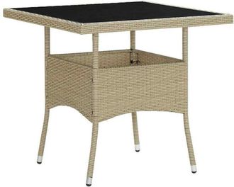 vidaXL Mesa De Comedor De Jard&iacute;n Rat&aacute;n Sint&eacute;tico Y Vidrio Beige Vidaxl