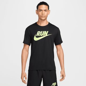 Nike Mens Miler Run Energy Dri-FIT Short-Sleeve Running Top in Black | HJ3564-010