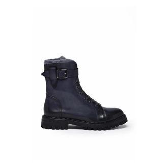 Eleventy Anfibio - Dames - Veterlaarzen - Blauw - 38 EU - Leer - Schoenen