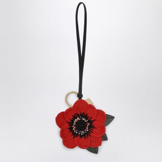 Miu Miu Red Trick keychain in crochet and leather