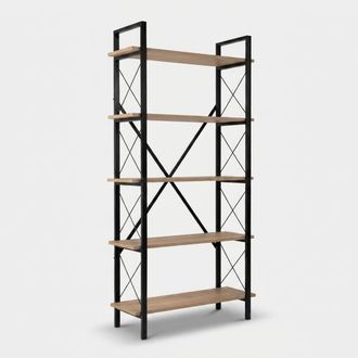 OEM Estanter&iacute;a Industrial De Metal Negro Con 5 Baldas Elysian - Roble