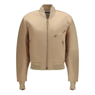 Tom Ford Satin Aviator Bomberjack - Dames - Jassen - Beige - Maat: 2XS Satijn