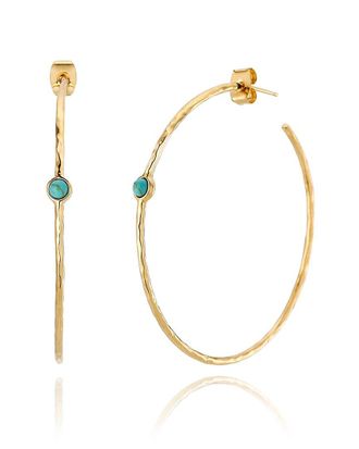 Liv Oliver 18K Plated Turquoise Large Hoops
