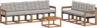 vidaXL Conjunto De Sof&aacute;s De Exterior 8 Uds. Gris Natural Y Claro Vidaxl