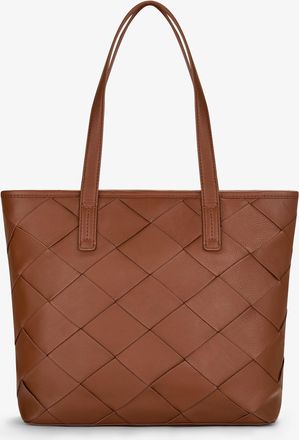 Clarks Womens Etta WovenTote Tan Leather Bags - Brown - One Size
