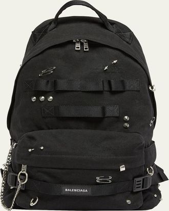 Balenciaga Mens Army Pierced Canvas Backpack