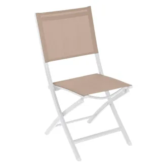 Hesperide Hesperide - Set De 4 Sillas Plegables De Jard&iacute;n Essentia Lino Y Blanco - Hesp&eacute;ride