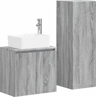 vidaXL Juego De Muebles De Ba&ntilde;o 2 Uds. Sonoma Gris 33 X 34,5 X 100 Cm Vidaxl