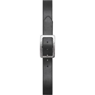 Mango Square Buckle Textured Belt in Black at Nordstrom Rack, Size Small