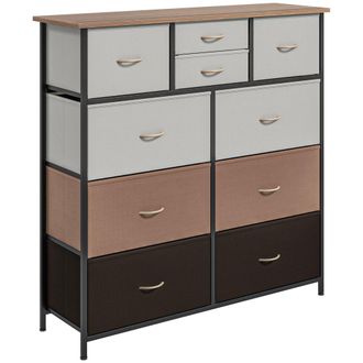HOMCOM Bedroom Chest of Drawers Fabric Dresser w/ Foldable Drawers Multicolour | TJ Hughes