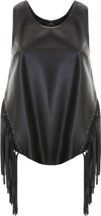 Roberto Cavalli Fringed Sleevless Nappa Tank Top, Brand Size 40 ( US Size 6 )