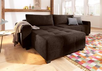 HOME AFFAIRE Ecksofa »Bella L-Form, B: 254 cm« mit 2 Zierkissen, optional Bettfunktion & Bettkasten, Federkern