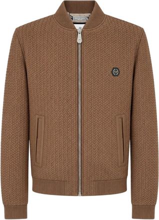 Philipp Plein Bomber de Piel - Jackets - Hombre - Marr&oacute;n - 2XL