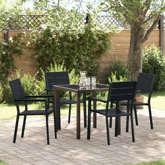 Berkfield Home 5 Piece Garden Dining Set Black HDPE