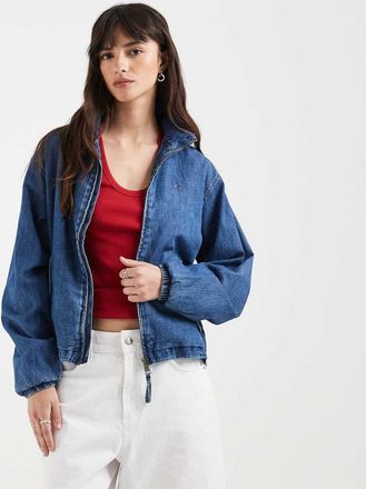Tommy Jeans Giacca accollata in chambray lavaggio blu medio