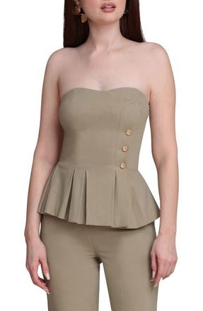 Avec Les Filles Strapless Pleated Peplum Top in Sage at Nordstrom, Size X-Large