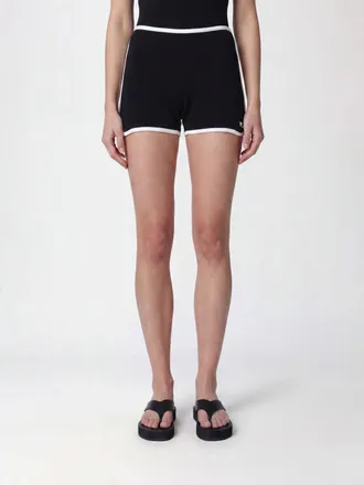 Courr&egrave;ges Shorts in cotone a vita alta con vita elasticizzata