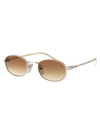 Prada 0PR Geometric Frame Silver Steel Sunglasses - Silver