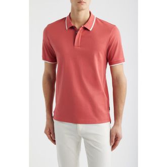 BOSS Parlay Tipped Cotton Polo in Medium Red at Nordstrom, Size Xx-Large
