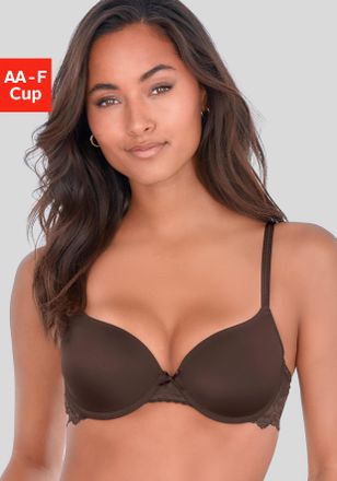 Lascana Schalen-BH LASCANA Vittoria, Damen, Gr. 70, Cup AA, schokolade, Spitze, Obermaterial: 84% Polyamid (TACTEL), 16% Elasthan (LYCRA), Basic, BHs Schalen-